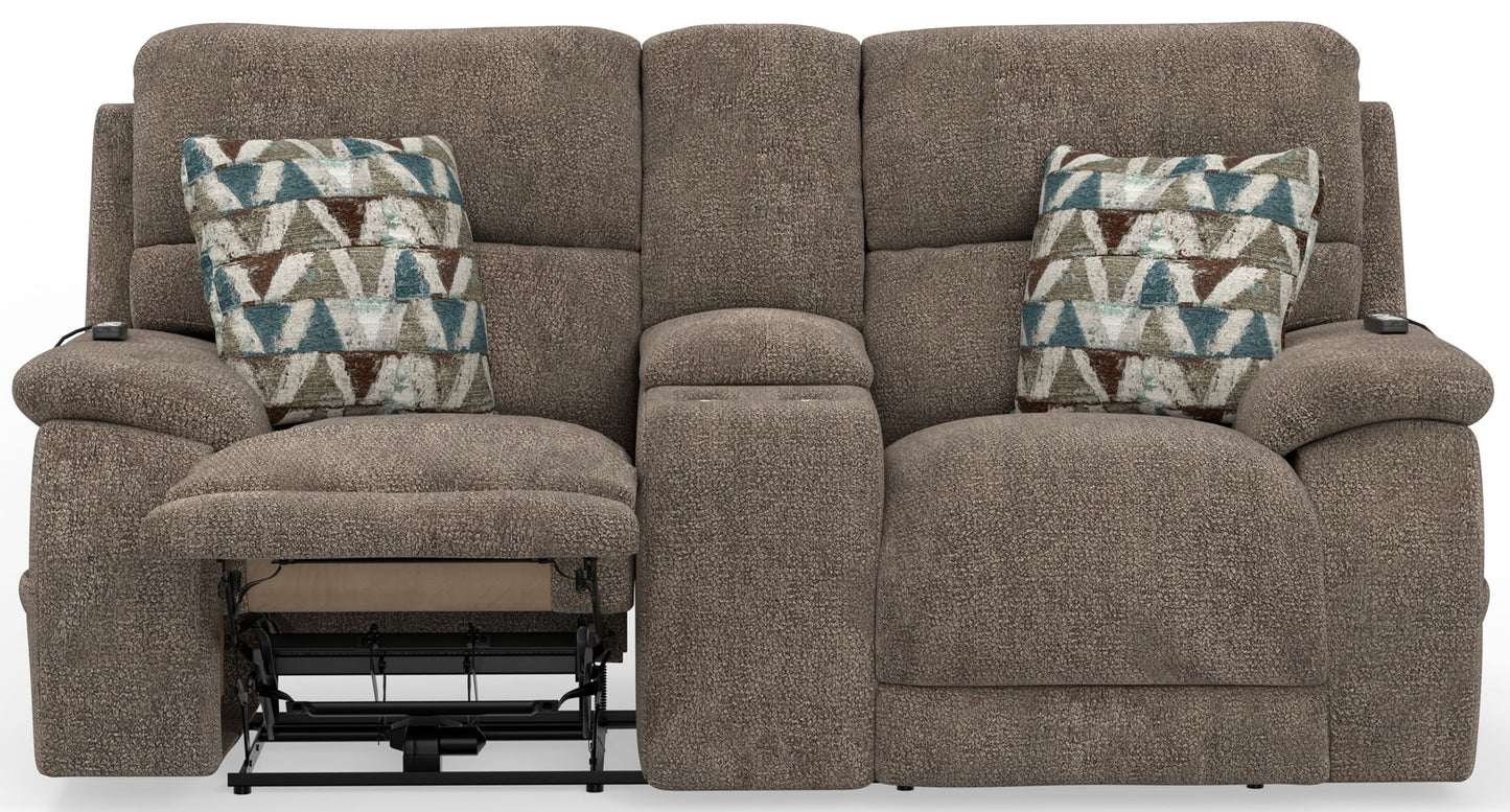 Joya - Power Zero Gravity Reclining Console Loveseat With Power Adjustable Headrest And CR3 Heat/Massage/Lumbar/ZG - Mushroom - Hornell Furniture Outlet