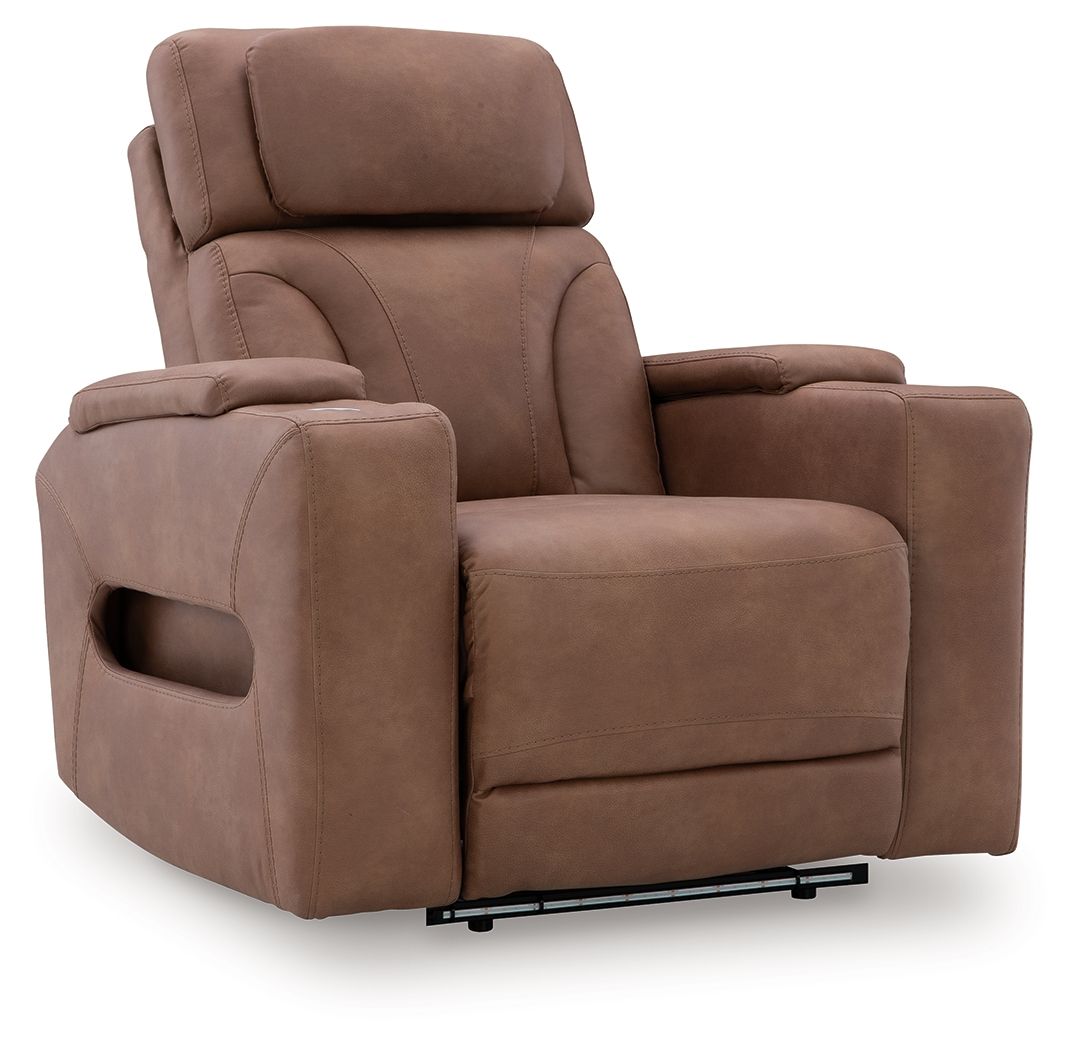 Clean - Slate - Caramel - Power Recliner / Adj Headrest - Hornell Furniture Outlet