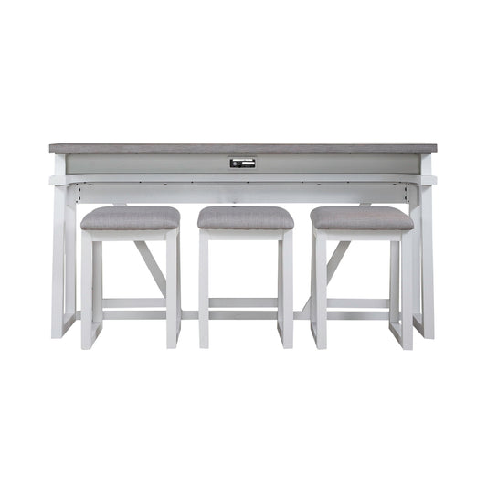 Palmetto Heights - 4 Piece Console Set (Console 3 Stools) - White - Hornell Furniture Outlet