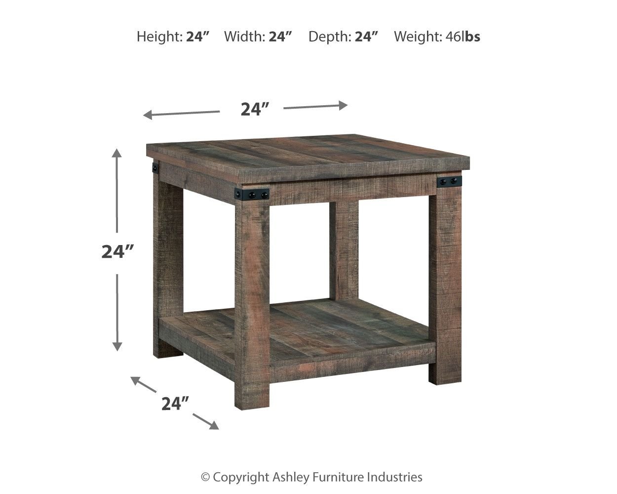 Hollum - Rustic Brown - Square End Table - Hornell Furniture Outlet