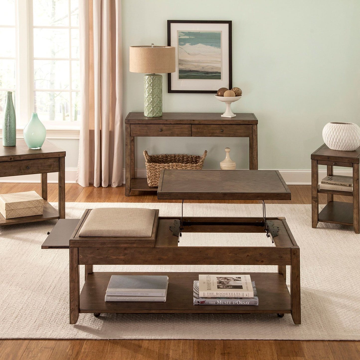 Mitchell - 3 Piece Table Set (1 Cocktail 2 End Tables) - Dark Brown - Hornell Furniture Outlet