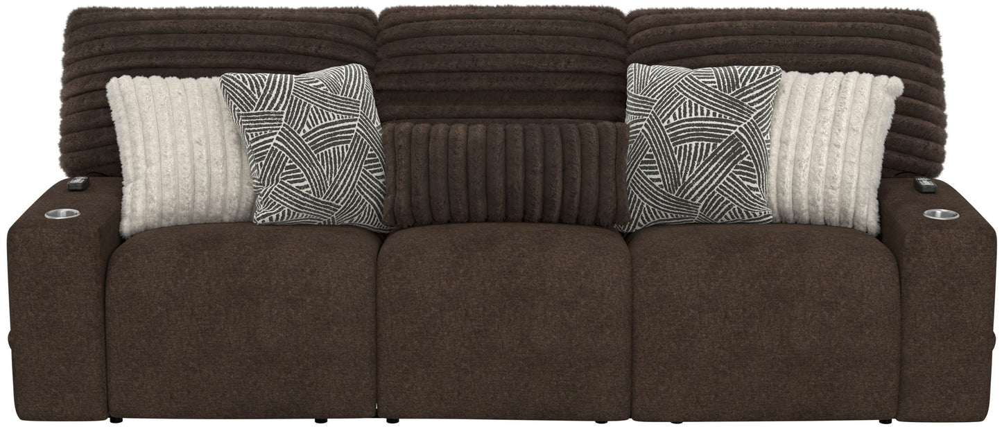 Zen - Power Reclining Sofa With CR3 Heat/Massage/Zero Gravity - Chocolate - Hornell Furniture Outlet