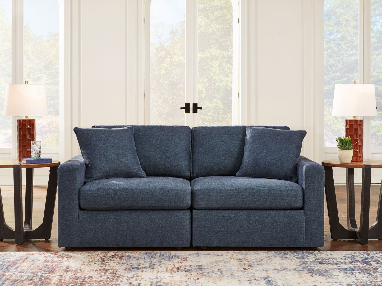 Modmax - Ink - 2 - Piece Sectional Loveseat - Fabric - Hornell Furniture Outlet