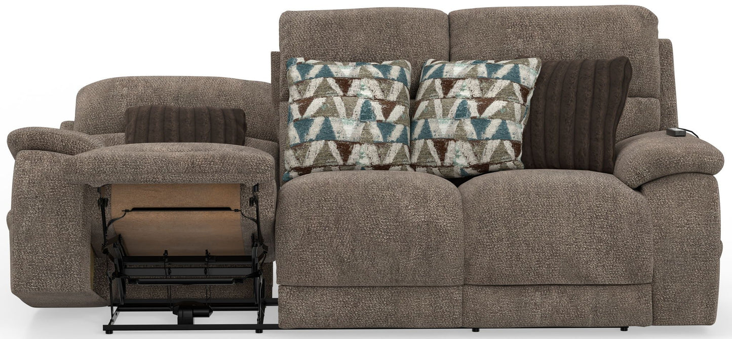 Joya - Zero Gravity Power Reclining Sofa With Power Adjustable Headrest And CR3 Heat/Massage/Lumbar - Mushroom - Hornell Furniture Outlet