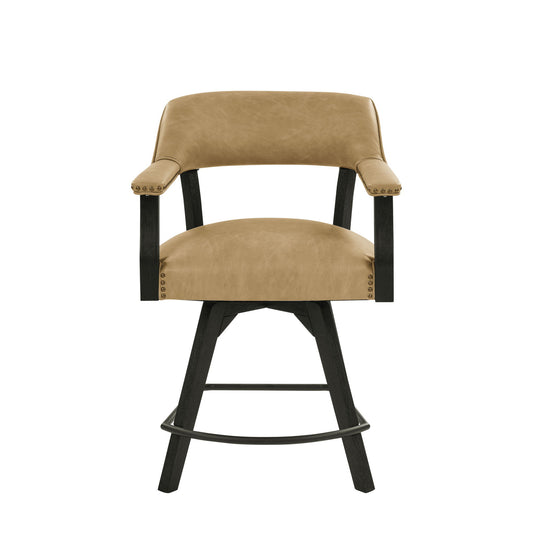 Rylie - Counter Captains Chair Vegan Leather - Black / Sand - Hornell Furniture Outlet