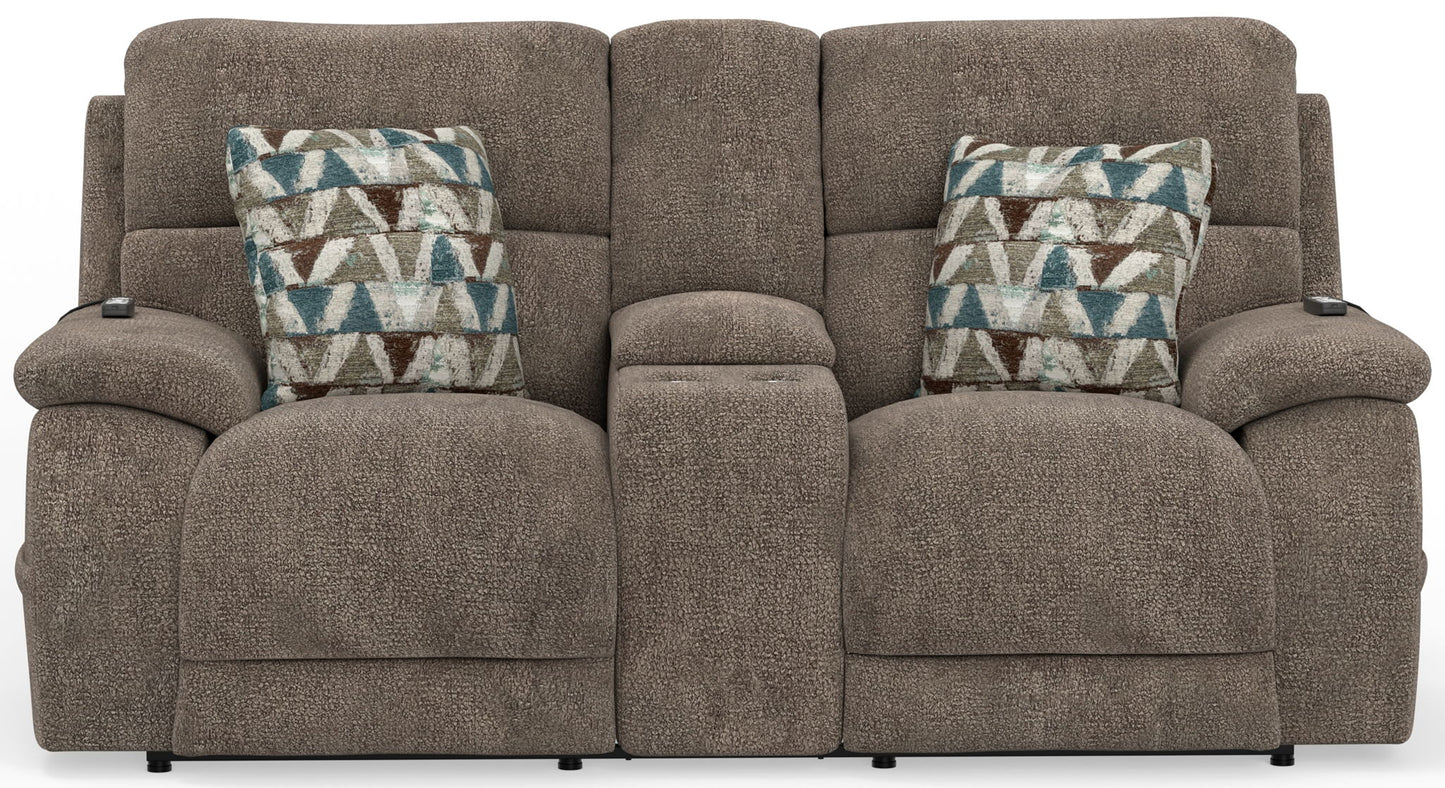 Joya - Power Zero Gravity Reclining Console Loveseat With Power Adjustable Headrest And CR3 Heat/Massage/Lumbar/ZG - Mushroom - Hornell Furniture Outlet