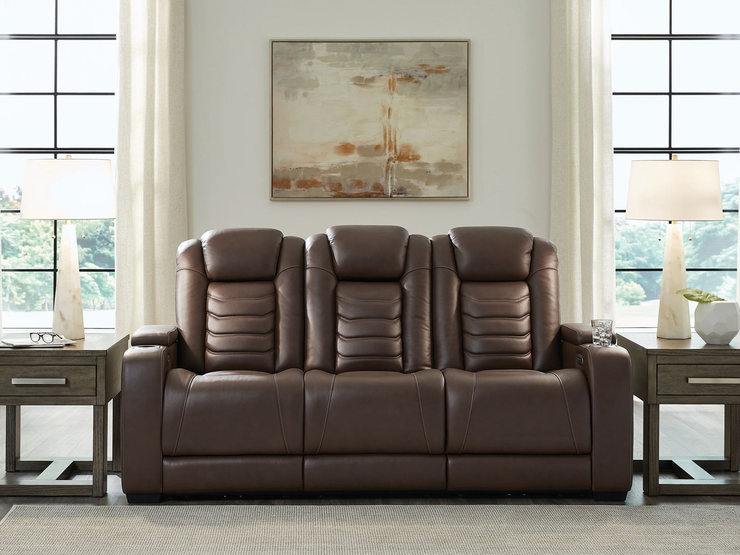 High Impact - Tobacco - Power Reclining Sofa / Adj Headrest - Hornell Furniture Outlet