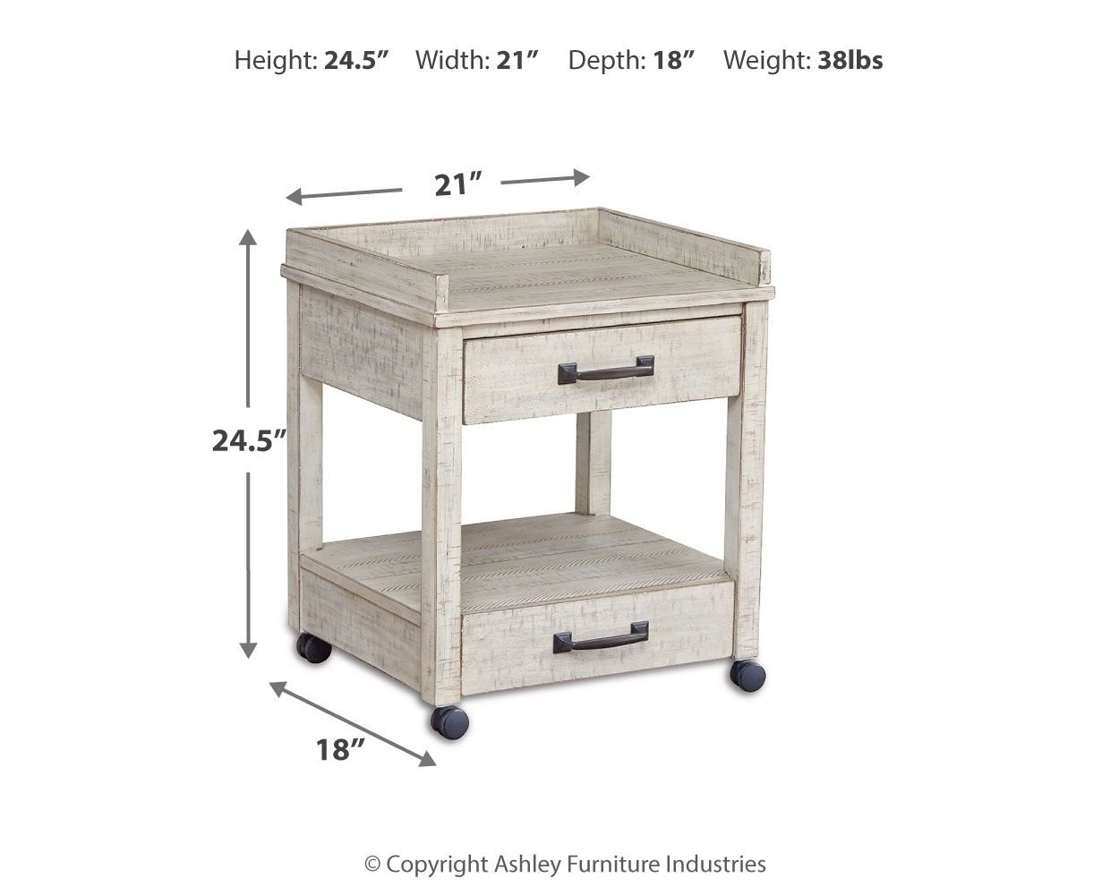 Carynhurst - Whitewash - Printer Stand - Hornell Furniture Outlet