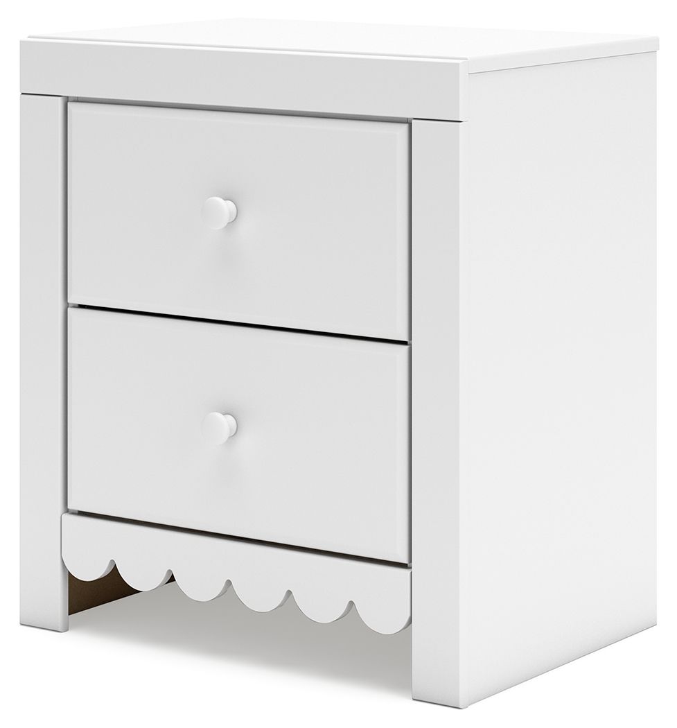 Mollviney - White - Two Drawer Night Stand - Hornell Furniture Outlet
