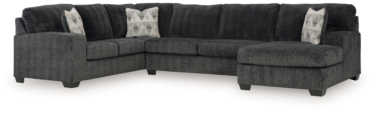 Hollyview - Shadow - 3 - Piece Sectional With Raf Corner Chaise - Hornell Furniture Outlet