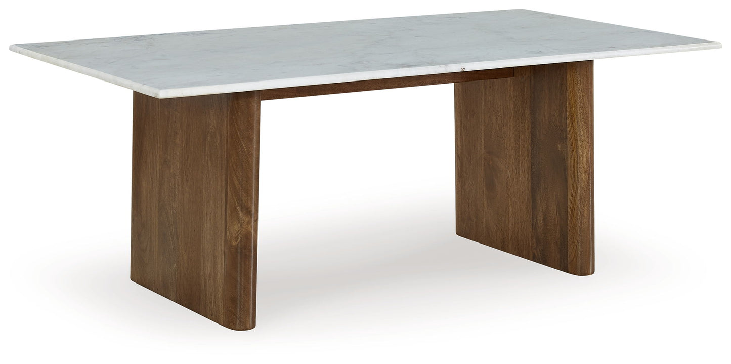 Isanti - Light Brown / White - Rectangular Cocktail Table - Hornell Furniture Outlet