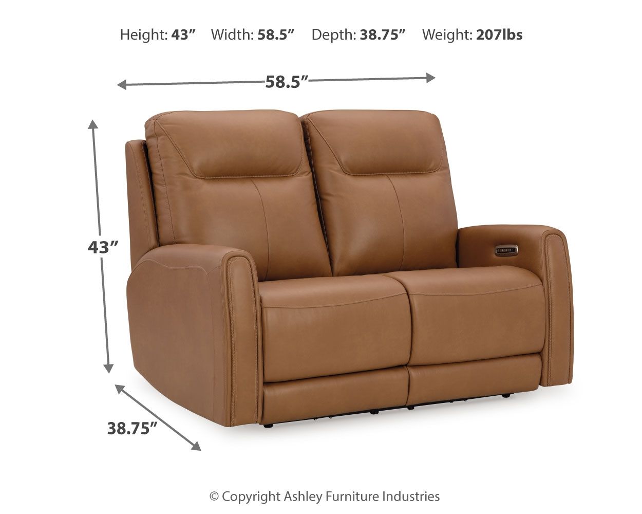 Tryanny - Butterscotch - Power Reclining Loveseat/ Adj Headrest - Hornell Furniture Outlet