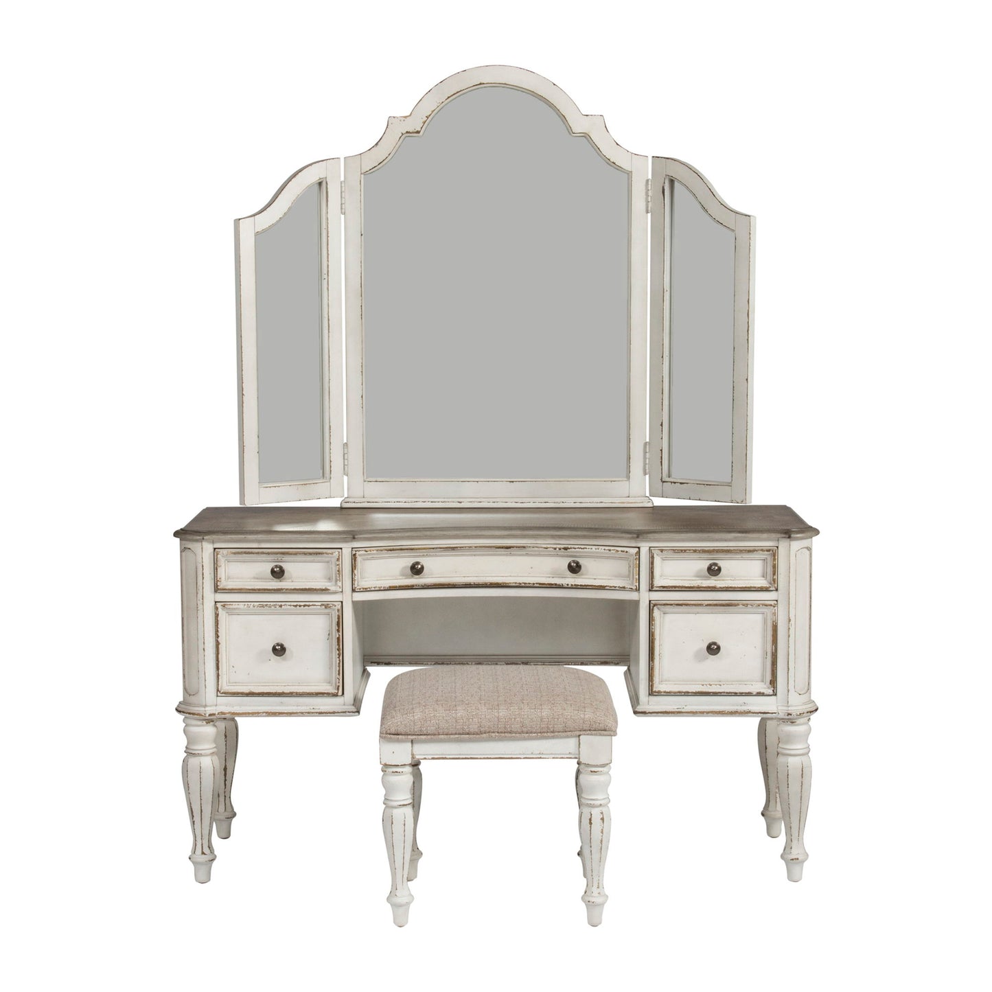 Magnolia Manor - 3 Piece Vanity Set - White - Hornell Furniture Outlet