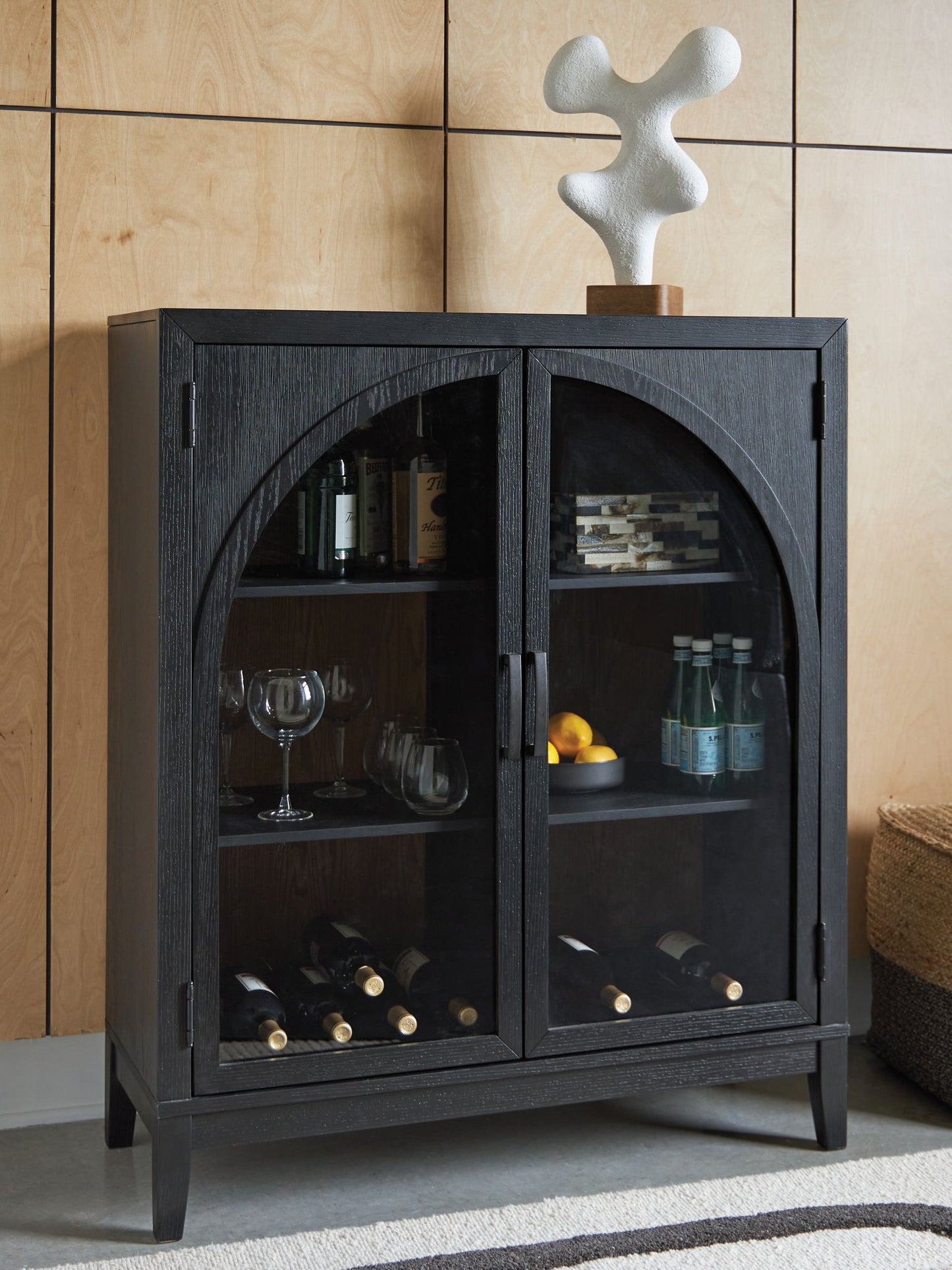 Armenleigh - Black / Brown - Bar Cabinet - Hornell Furniture Outlet