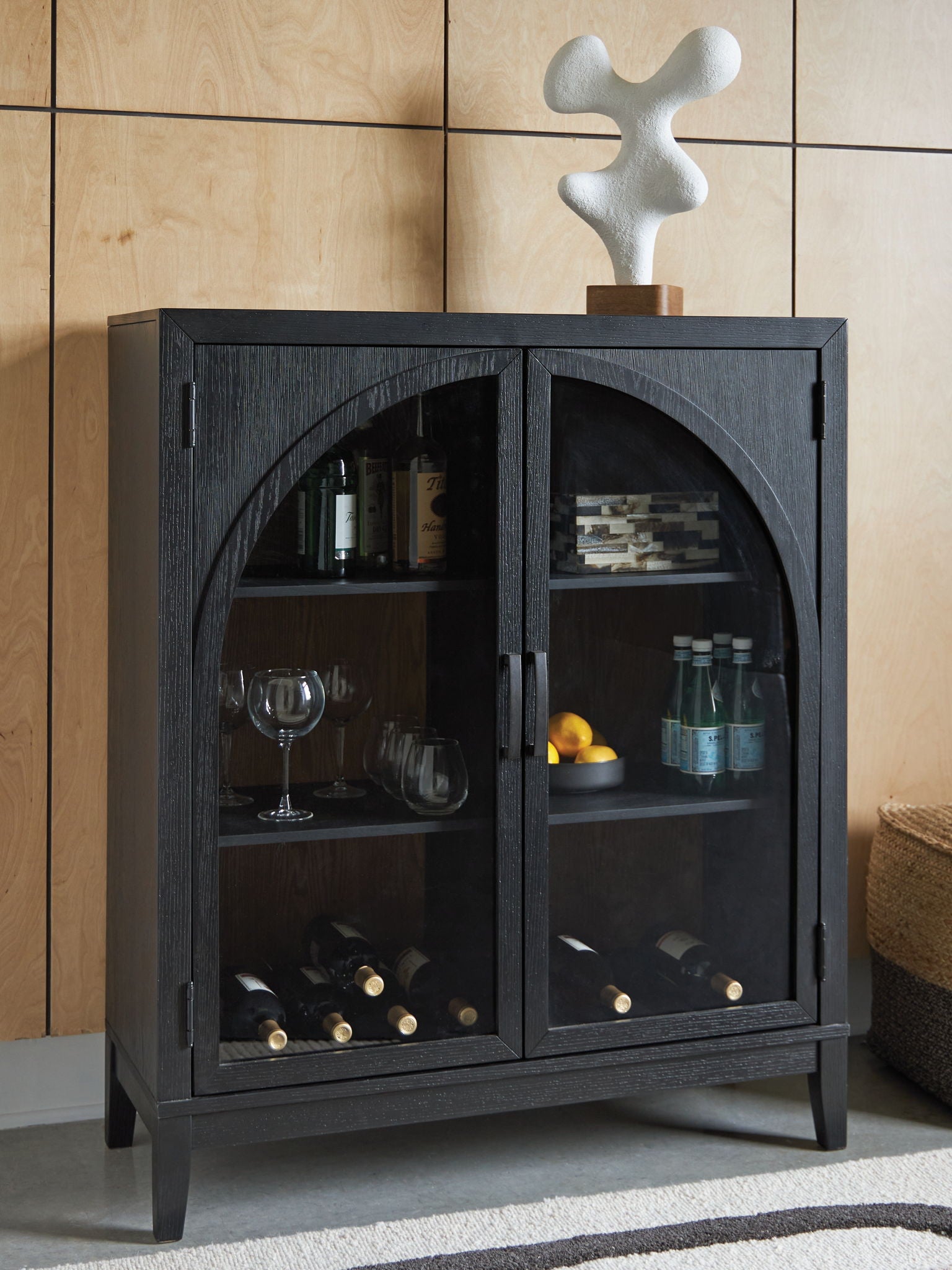 Armenleigh - Black / Brown - Bar Cabinet - Hornell Furniture Outlet
