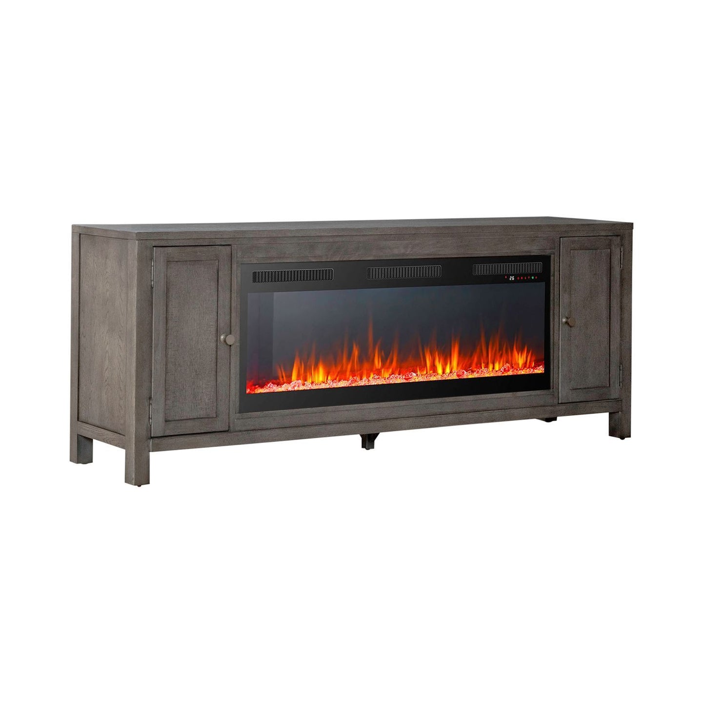 Fireplace TV Consoles - 406 78" Console With Fire FTS - Brown - Hornell Furniture Outlet