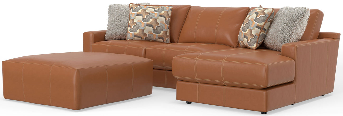 Minori - Italian Leather Sofa / Chaise And Cocktail Ottoman - Hornell Furniture Outlet