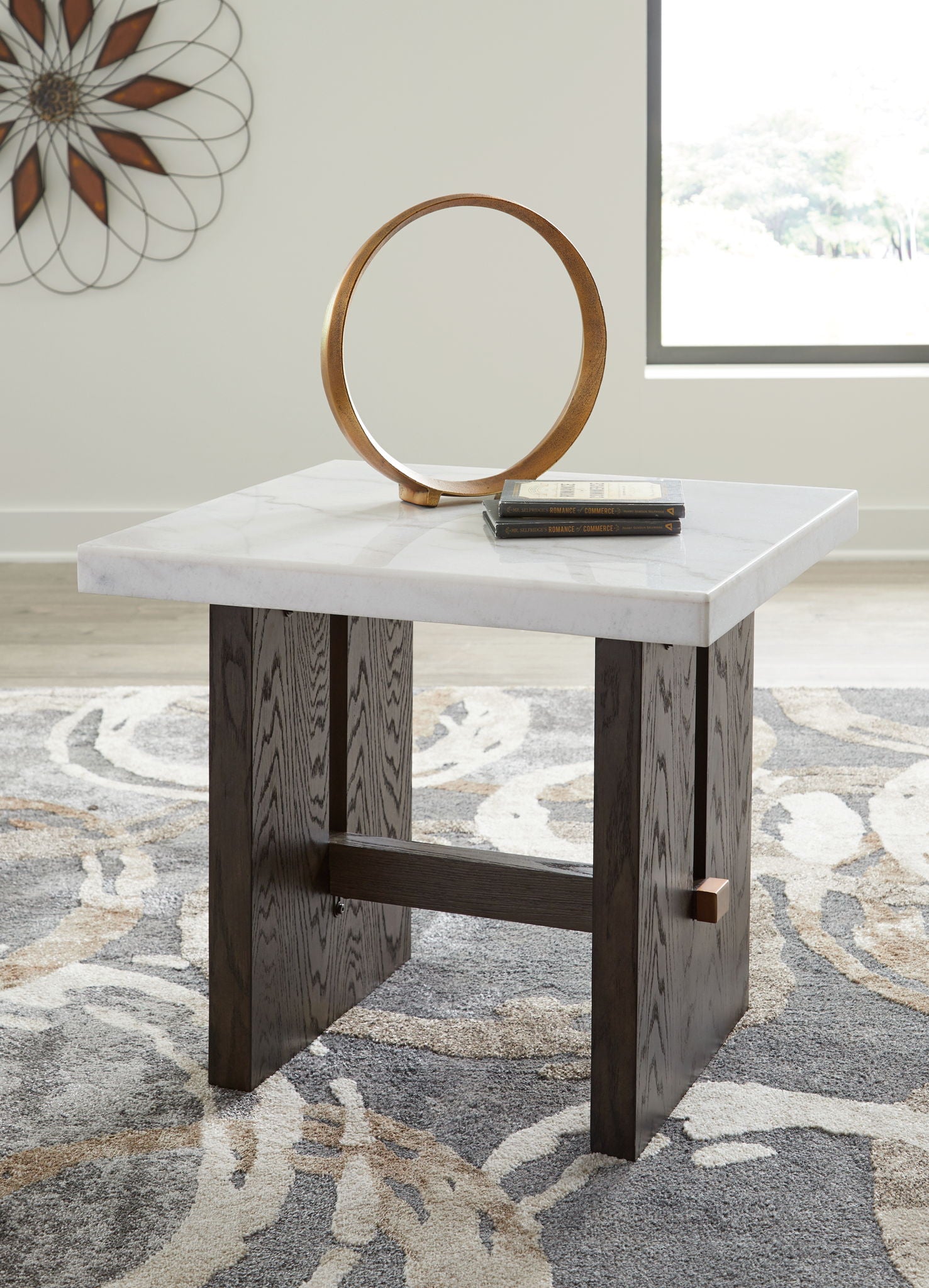 Burkhaus - White / Dark Brown - Rectangular End Table - Hornell Furniture Outlet