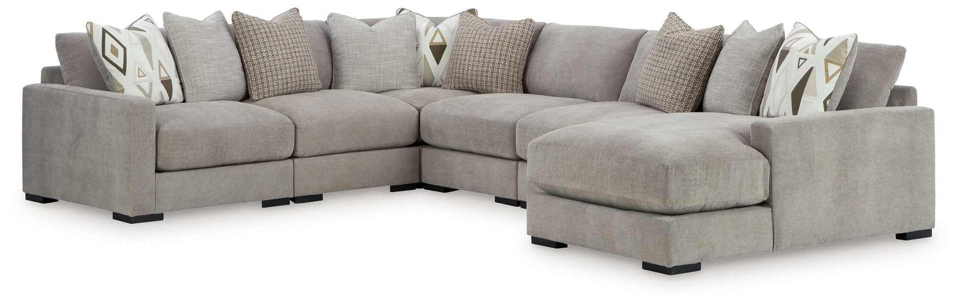Aslan Court - Sectional With Ottoman Set - Hornell Furniture Outlet