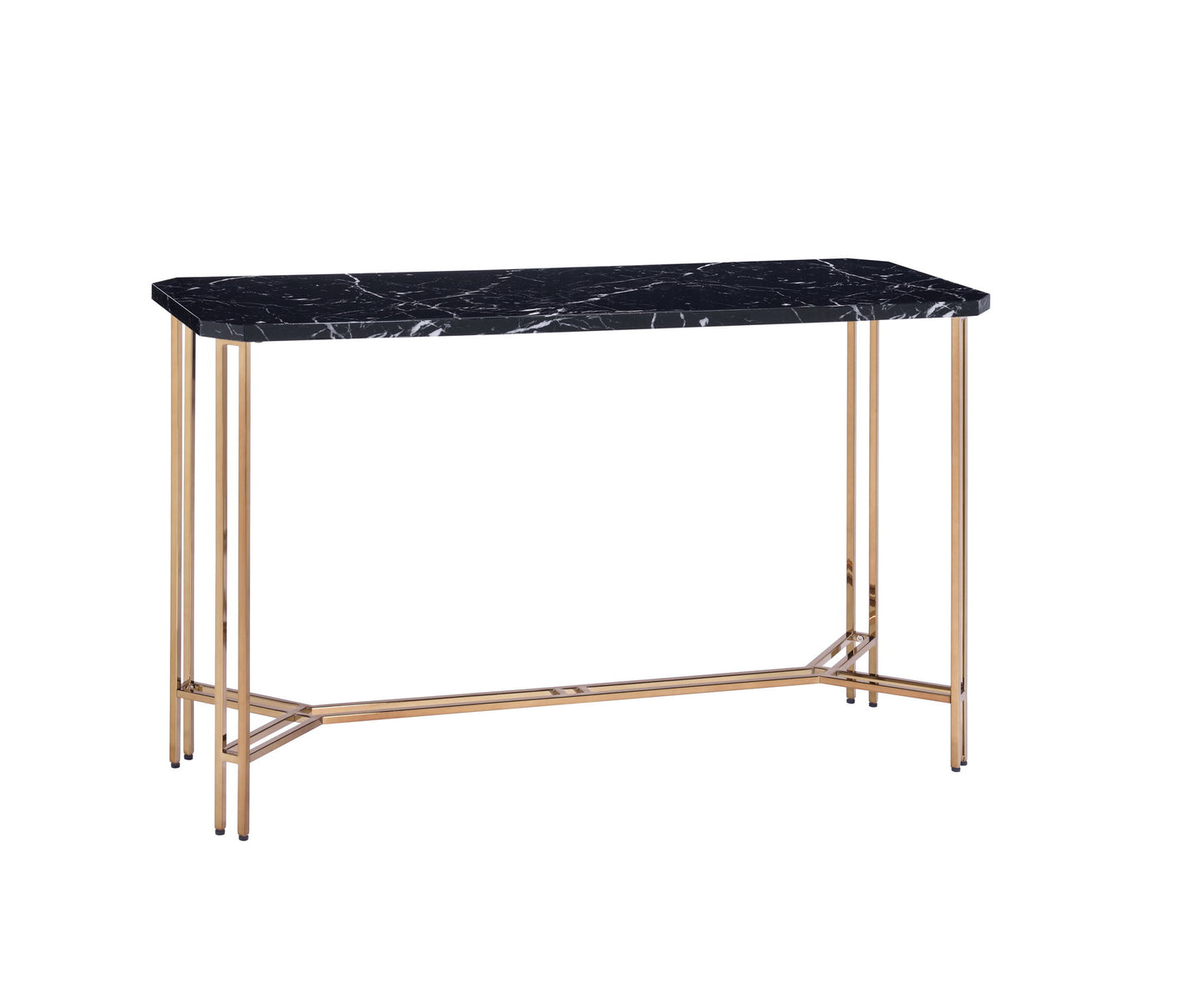 Daxton - Faux Marble Top Sofa Table - Black - Hornell Furniture Outlet