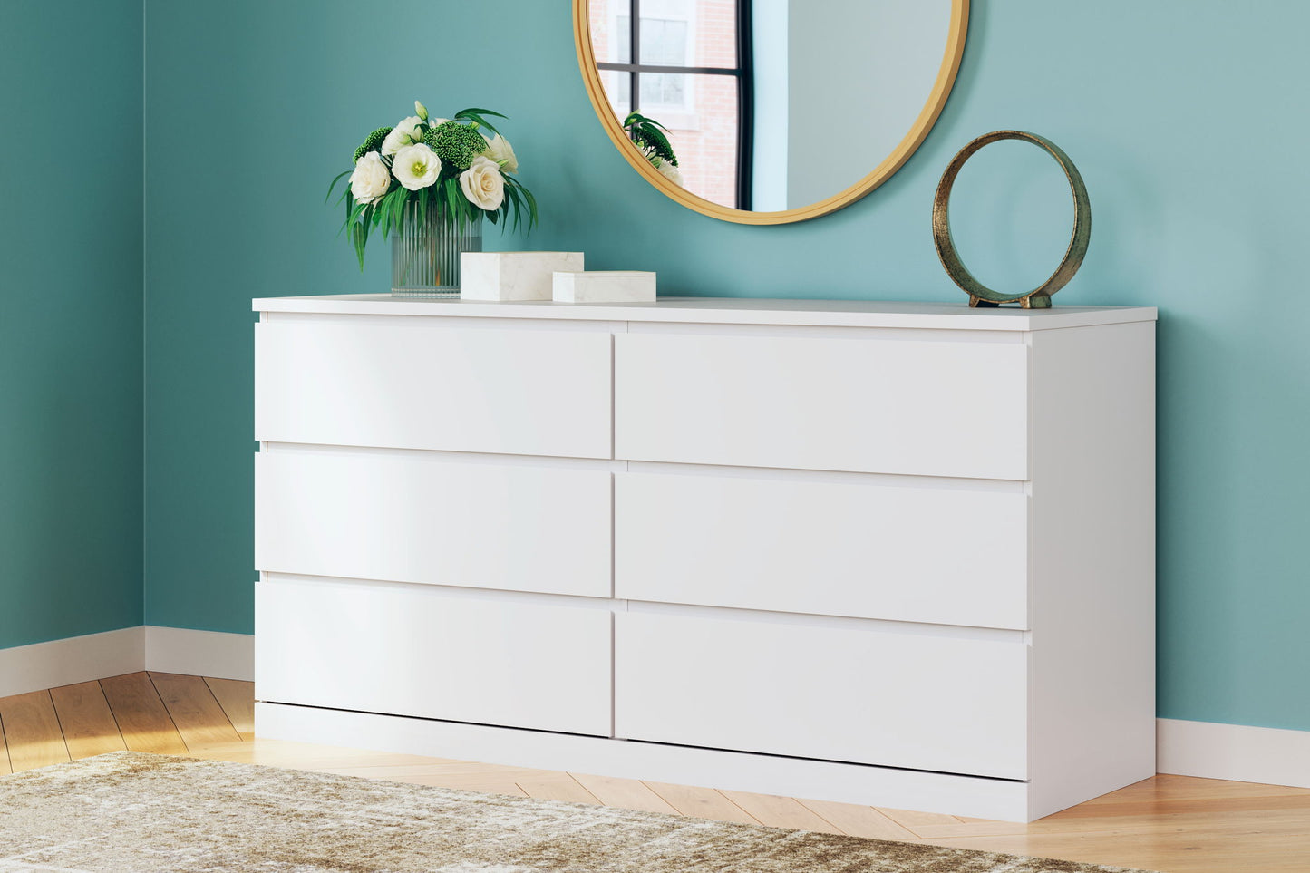 Onita - White - Six Drawer Dresser - Hornell Furniture Outlet