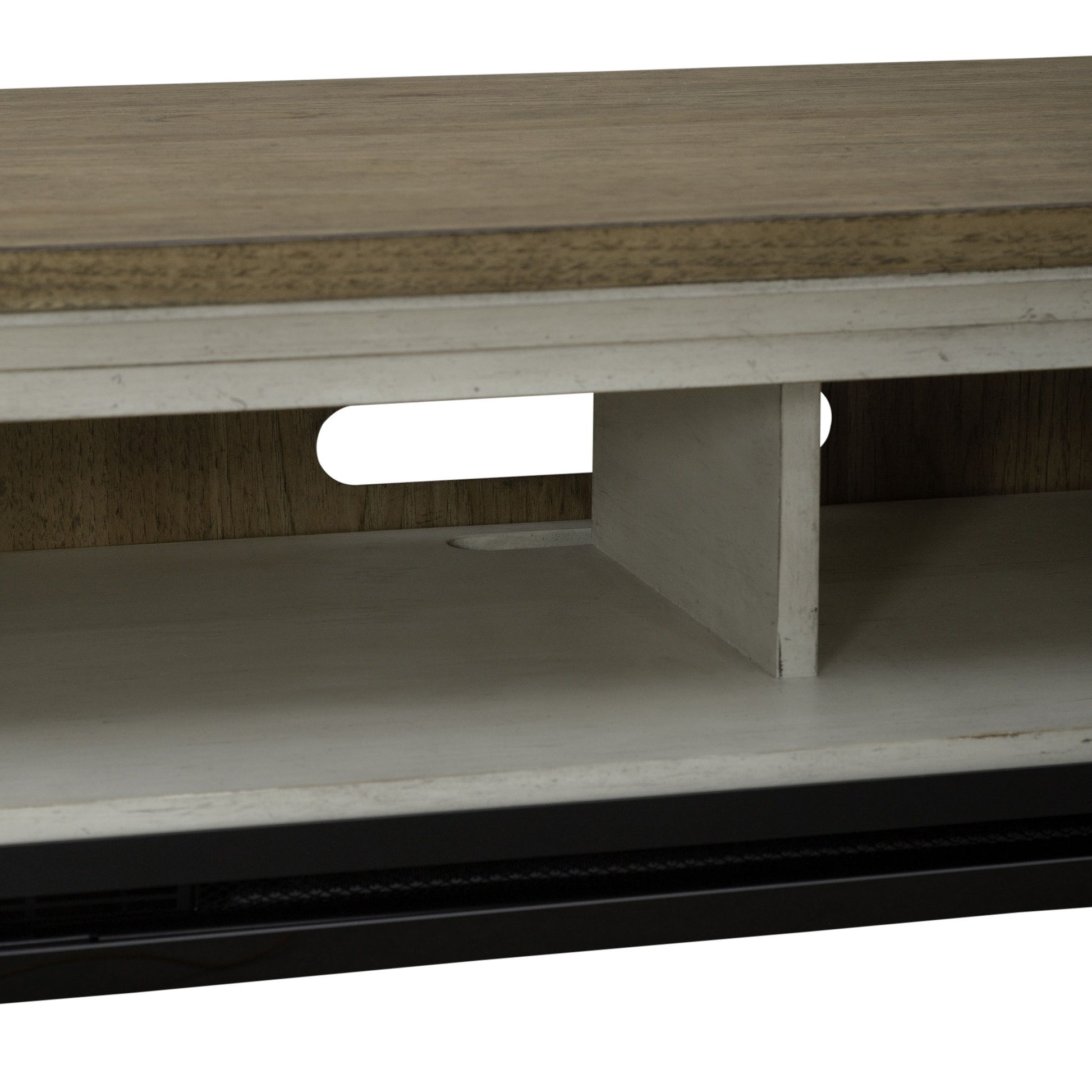 Fireplace TV Consoles - 79" Console With Fire - Medium Brown - Hornell Furniture Outlet