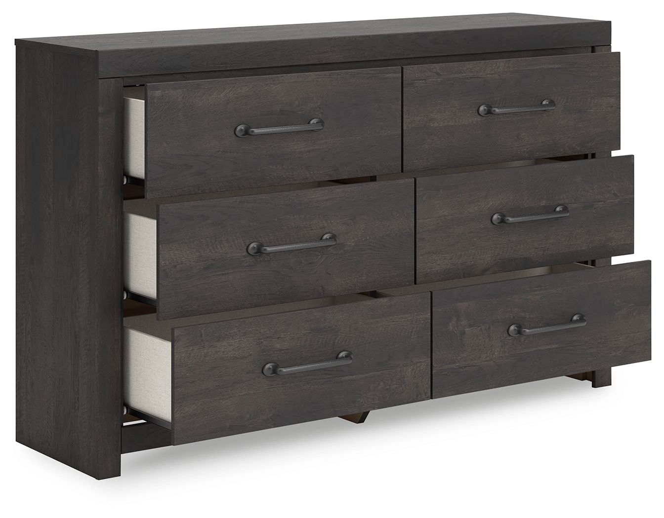Hollivern - Dark Gray - Six Drawer Dresser - Hornell Furniture Outlet