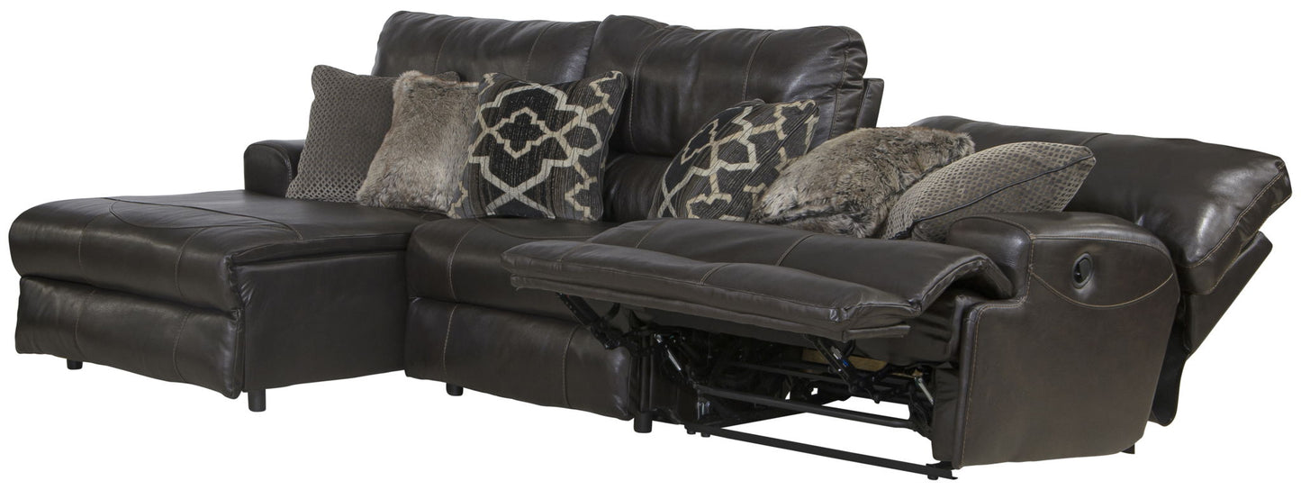 Como - 3 Piece Italian Leather Match Reclining Sectional - Hornell Furniture Outlet