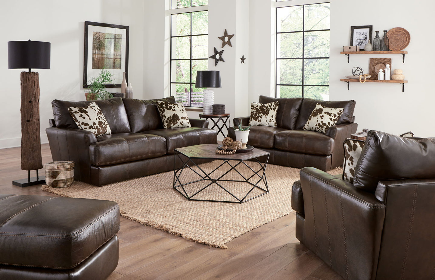 Pavia - Top Grain Italian Leather Chair With Cuddler Cushions - Cocoa - Hornell Furniture Outlet