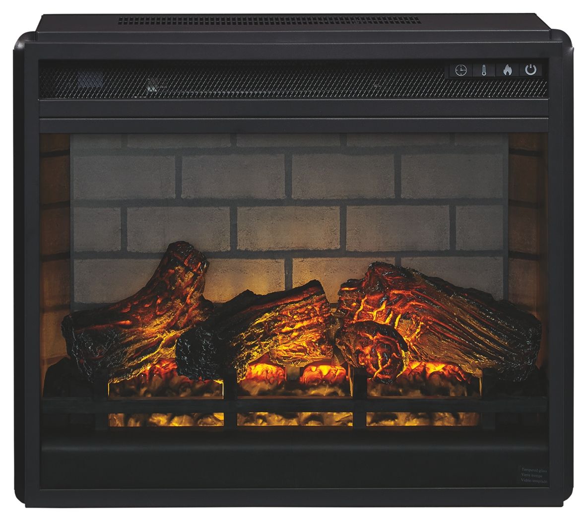 Trinell - Brown - 63" TV Stand With Glass/Stone Fireplace Insert - Hornell Furniture Outlet