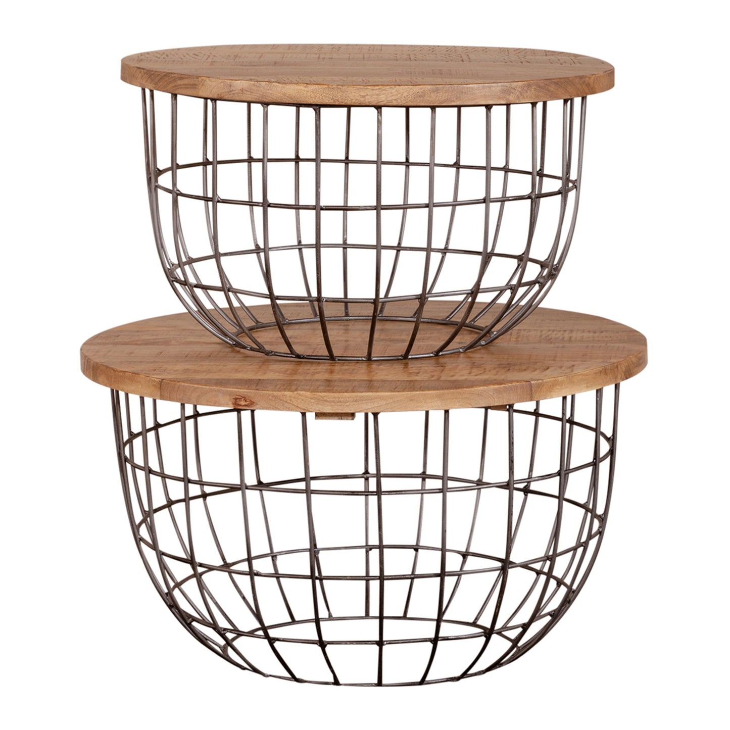 Akins - Nesting Caged Accent Tables - Light Brown - Hornell Furniture Outlet