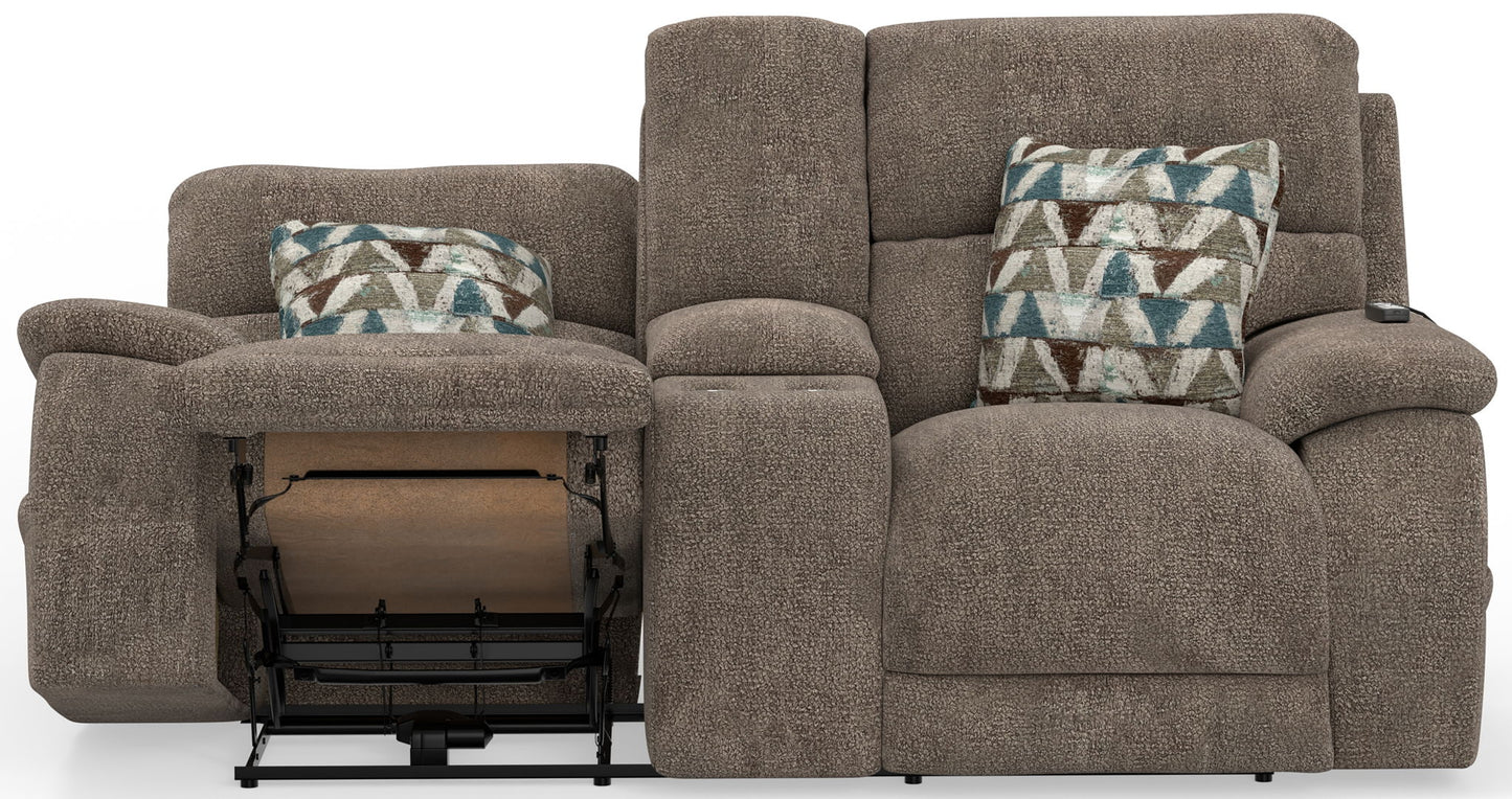 Joya - Power Zero Gravity Reclining Console Loveseat With Power Adjustable Headrest And CR3 Heat/Massage/Lumbar/ZG - Mushroom - Hornell Furniture Outlet