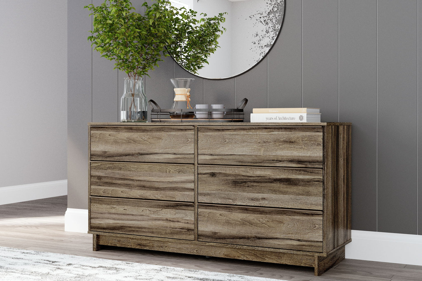 Shallifer - Brown - Six Drawer Dresser - Hornell Furniture Outlet