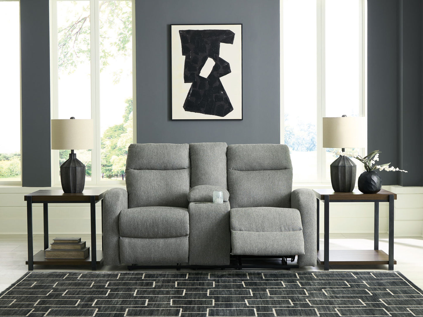 Gauntlet - Sterling - Double Recline Loveseat With Console - Hornell Furniture Outlet