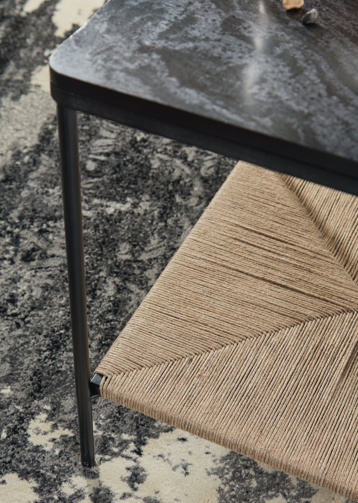 Minrich - Black / Natural - Accent Table - Hornell Furniture Outlet