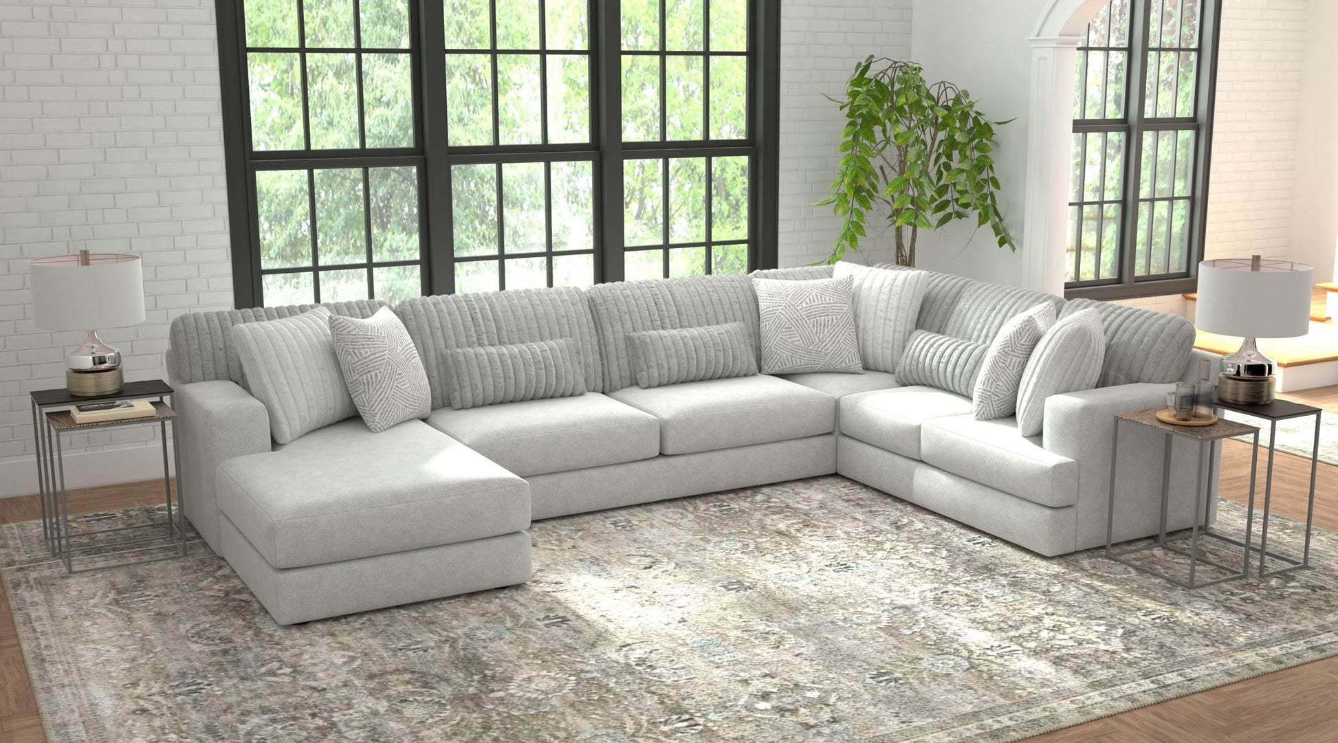Logan - Upholstered Sectional With Comfort Coil Seating And Accent Pillows Included - Hornell Furniture Outlet