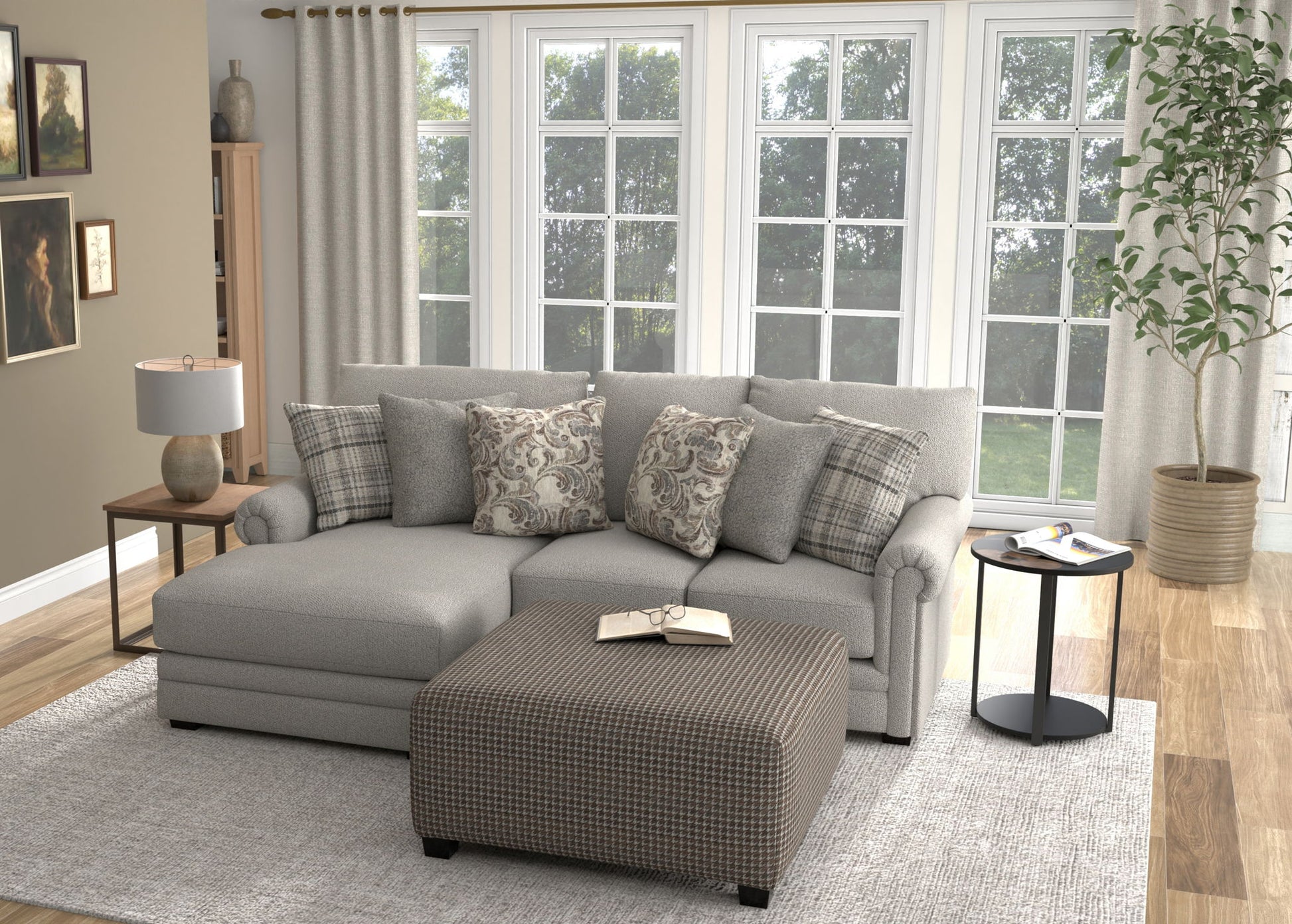 Livingston - Sectional With Comfort Coil Seating, 40" Cocktail Ottoman And Accent Pillows Included - Hornell Furniture Outlet