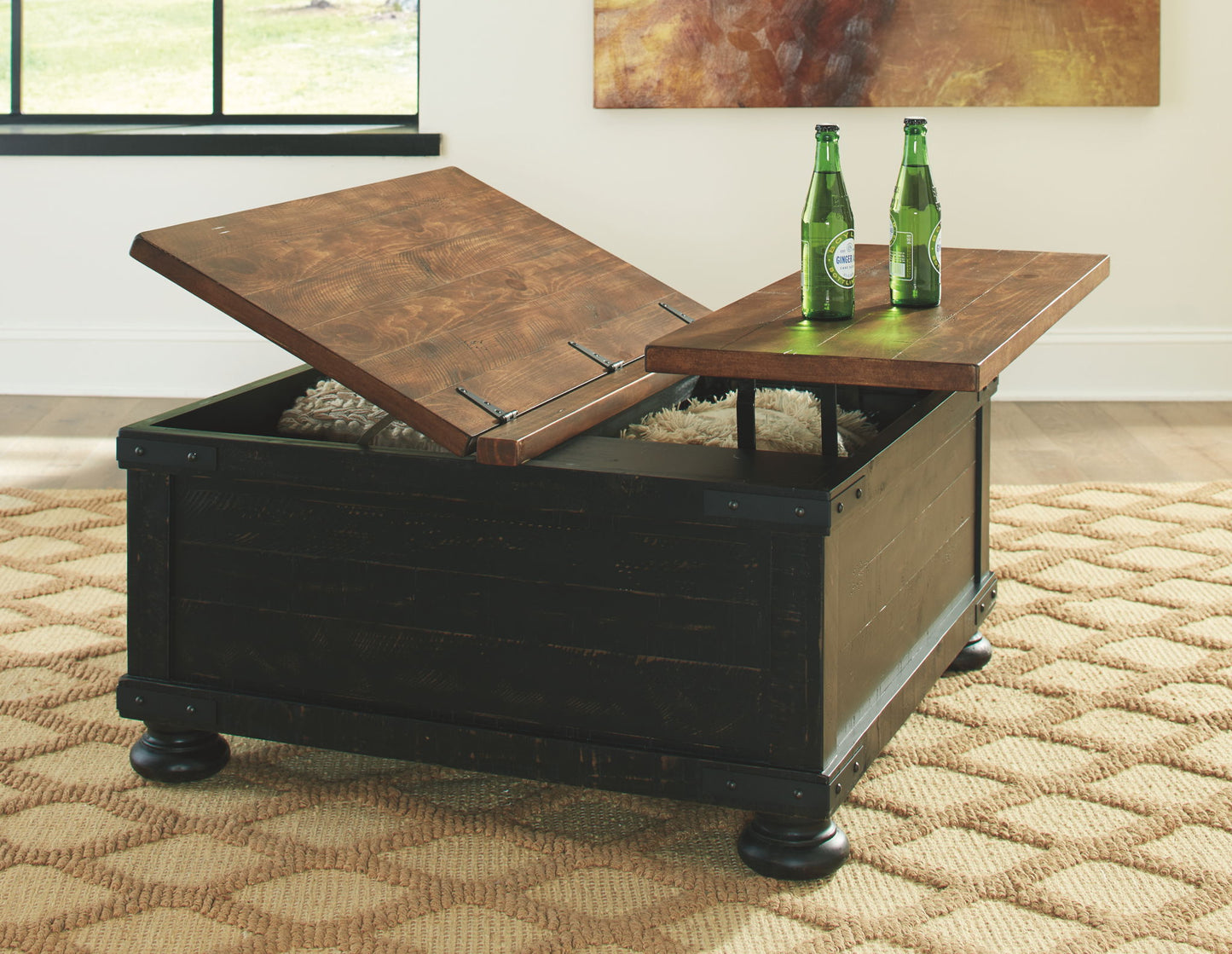 Valebeck - Black / Brown - Lift Top Cocktail Table - Hornell Furniture Outlet