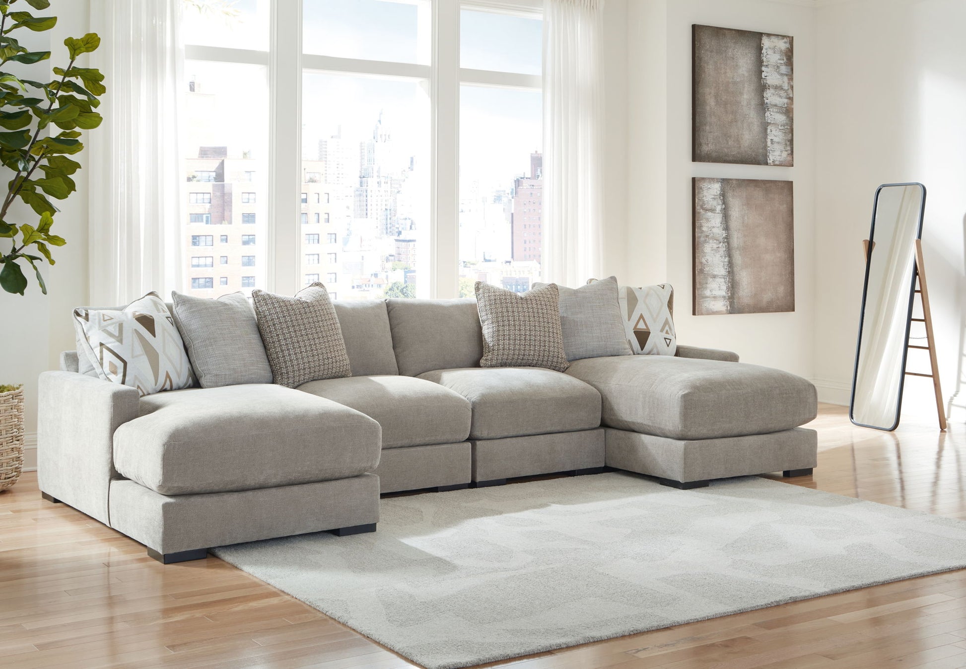 Aslan Court - Sectional With Ottoman Set - Hornell Furniture Outlet
