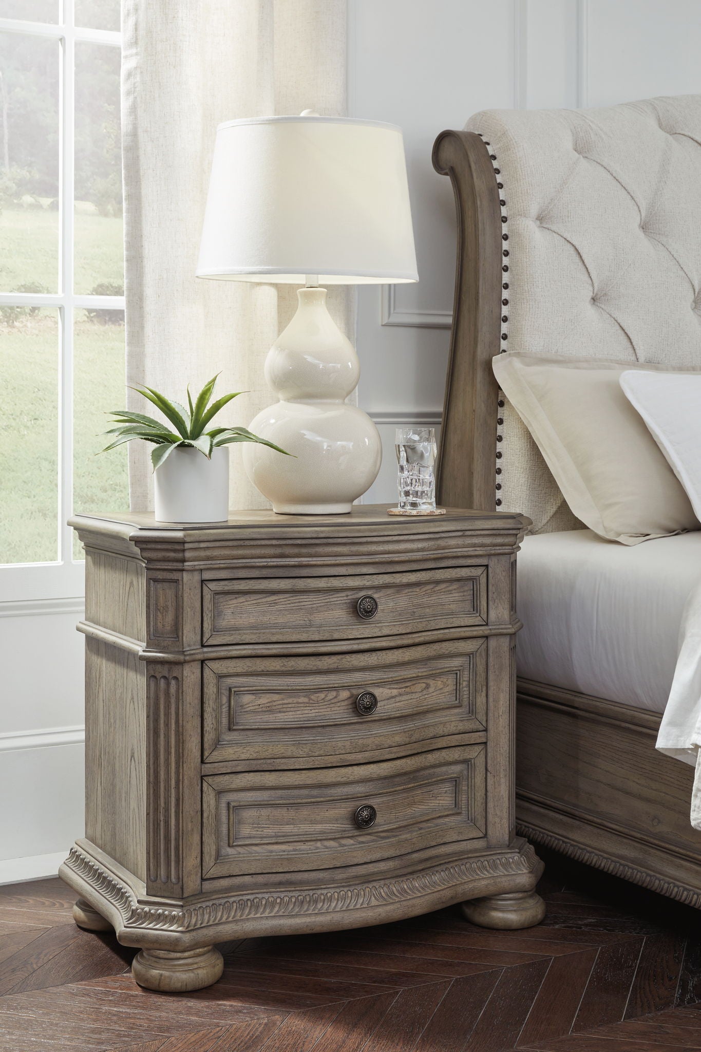 Ardenfield - Light Brown - Three Drawer Night Stand - Hornell Furniture Outlet