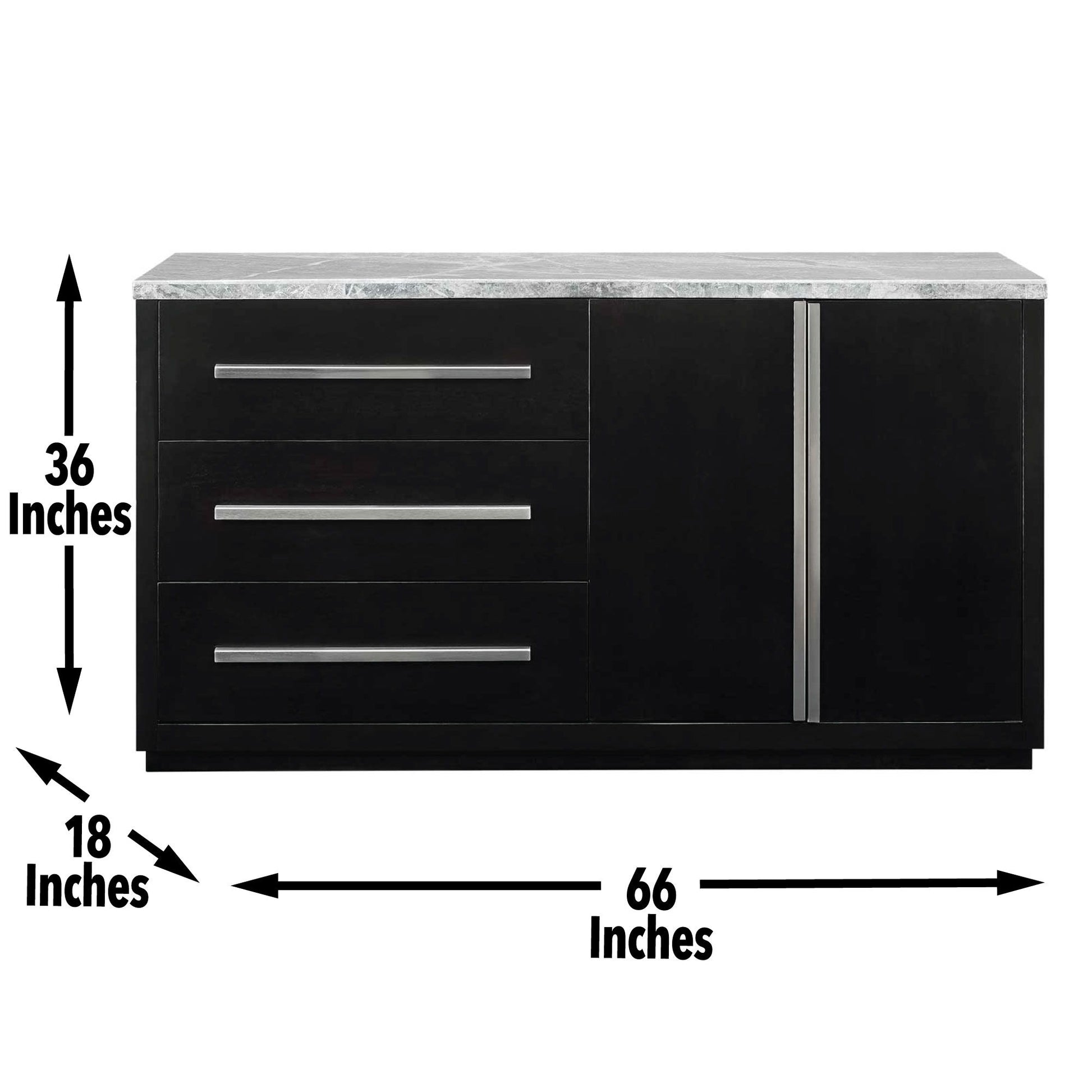 Camila - Gray Marble Top Server - Dark Gray - Hornell Furniture Outlet