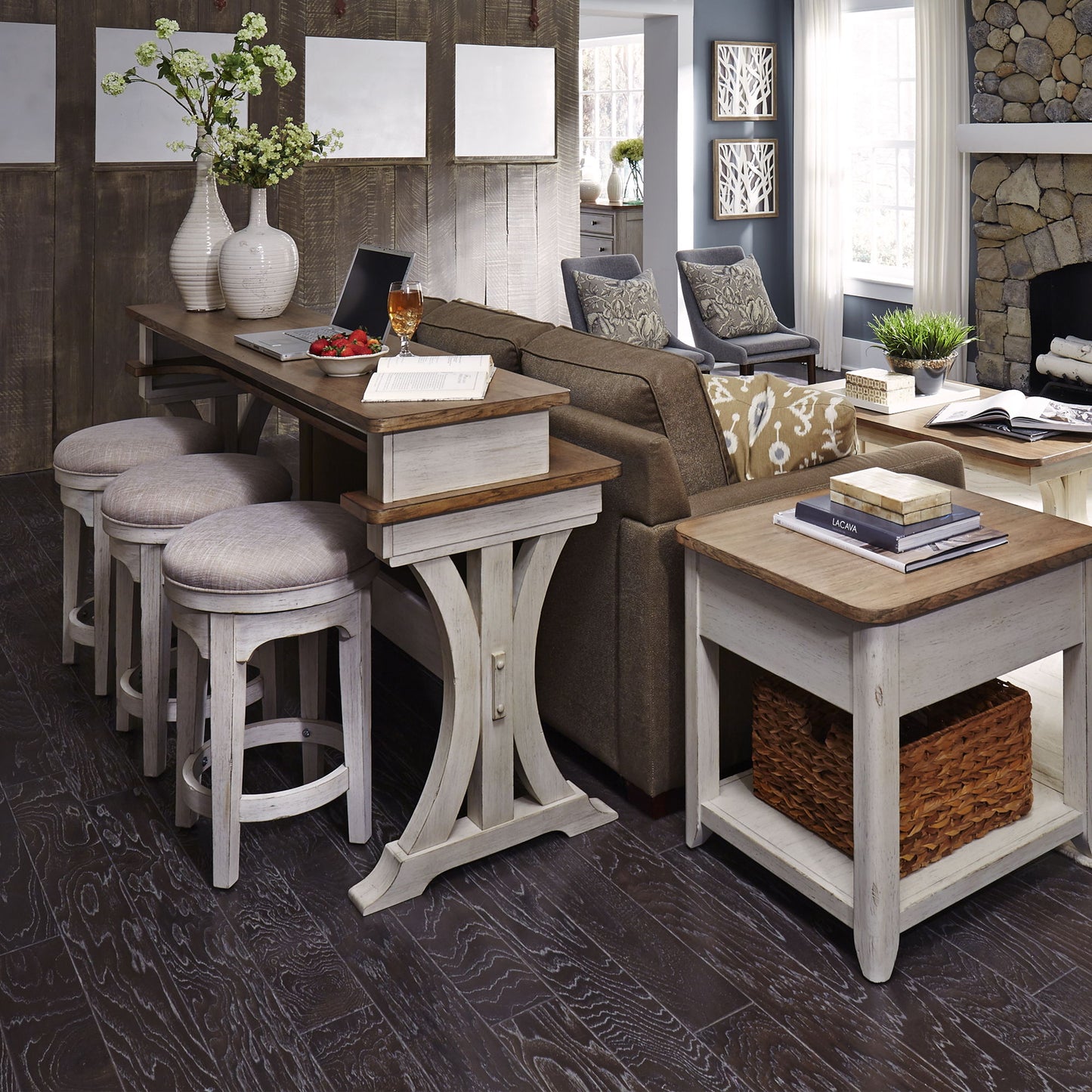 Farmhouse Reimagined - 4 Piece Dining Room Set - White - Hornell Furniture Outlet