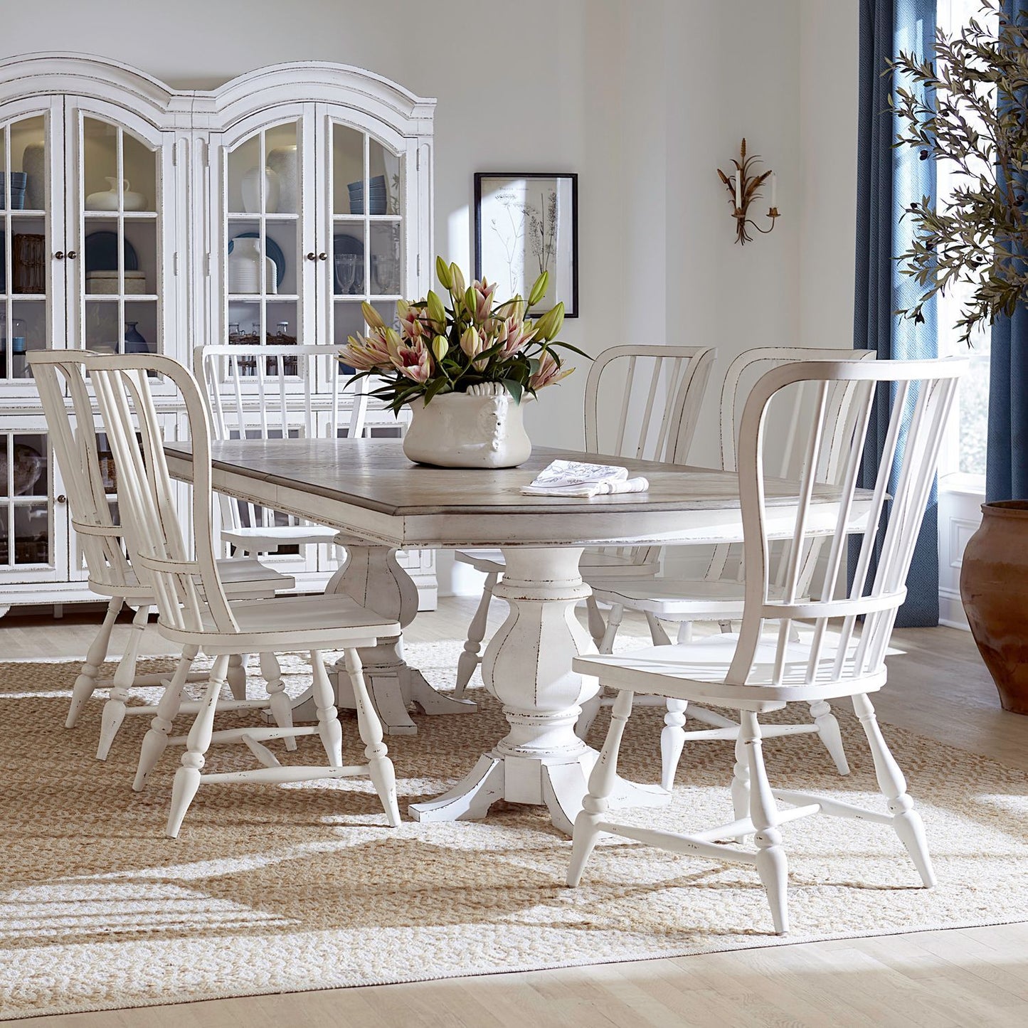 Magnolia Manor - Double Pedestal Table Set - Hornell Furniture Outlet