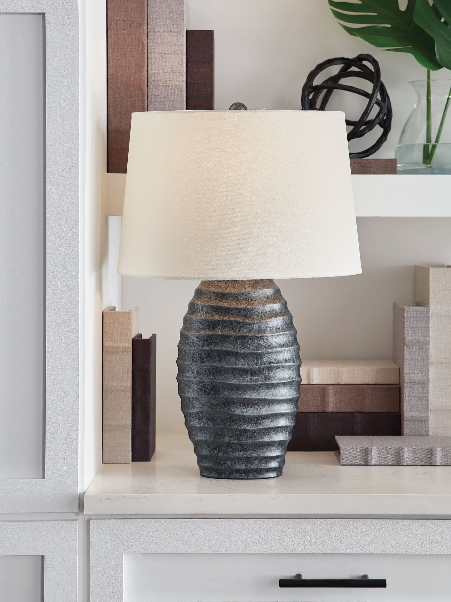 Caronick - Poly Table Lamp (Set of 2) - Antique Silver Finish - Hornell Furniture Outlet
