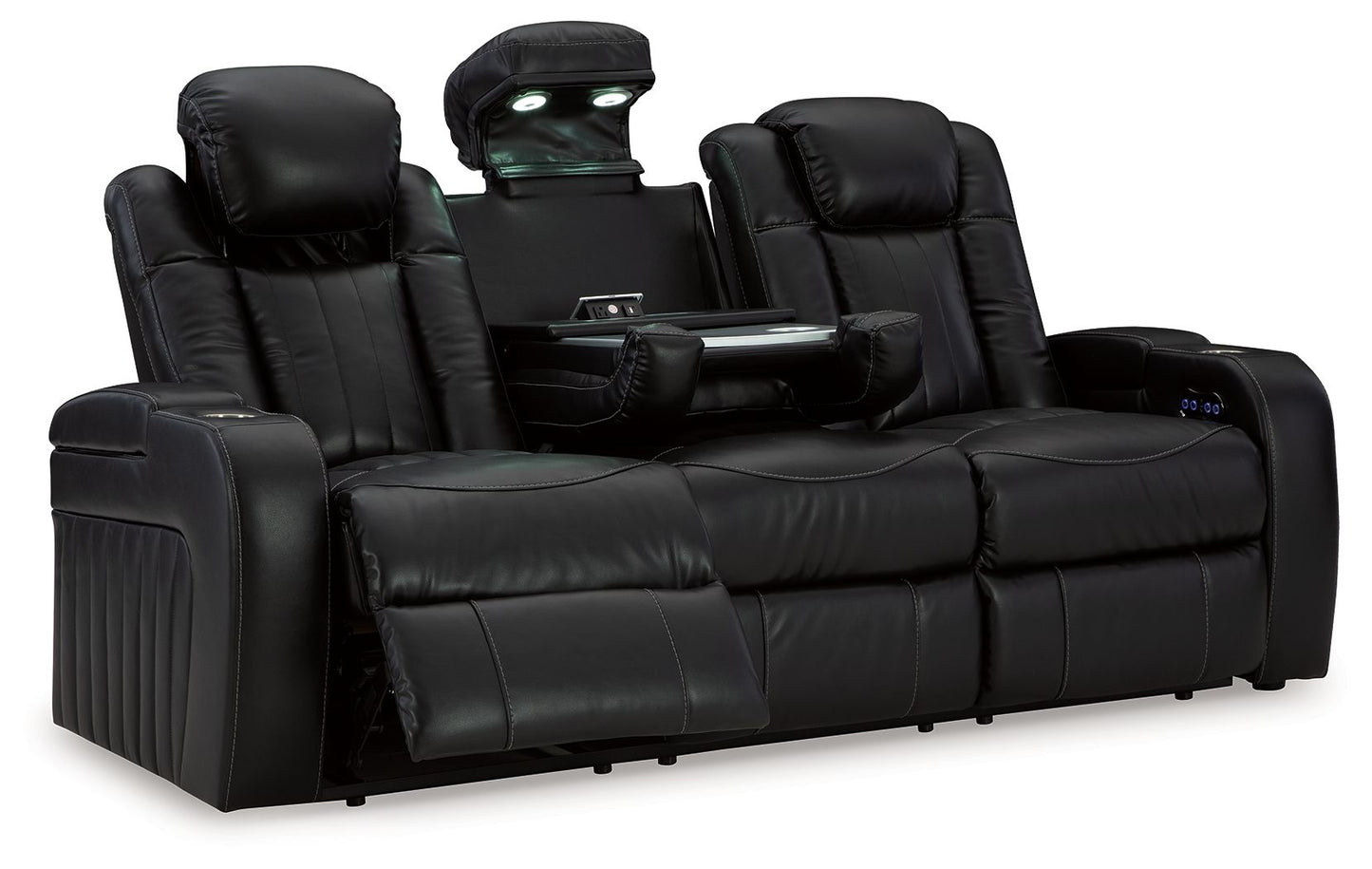 Caveman Den - Midnight - Power Reclining Sofa With Adj Headrest - Hornell Furniture Outlet