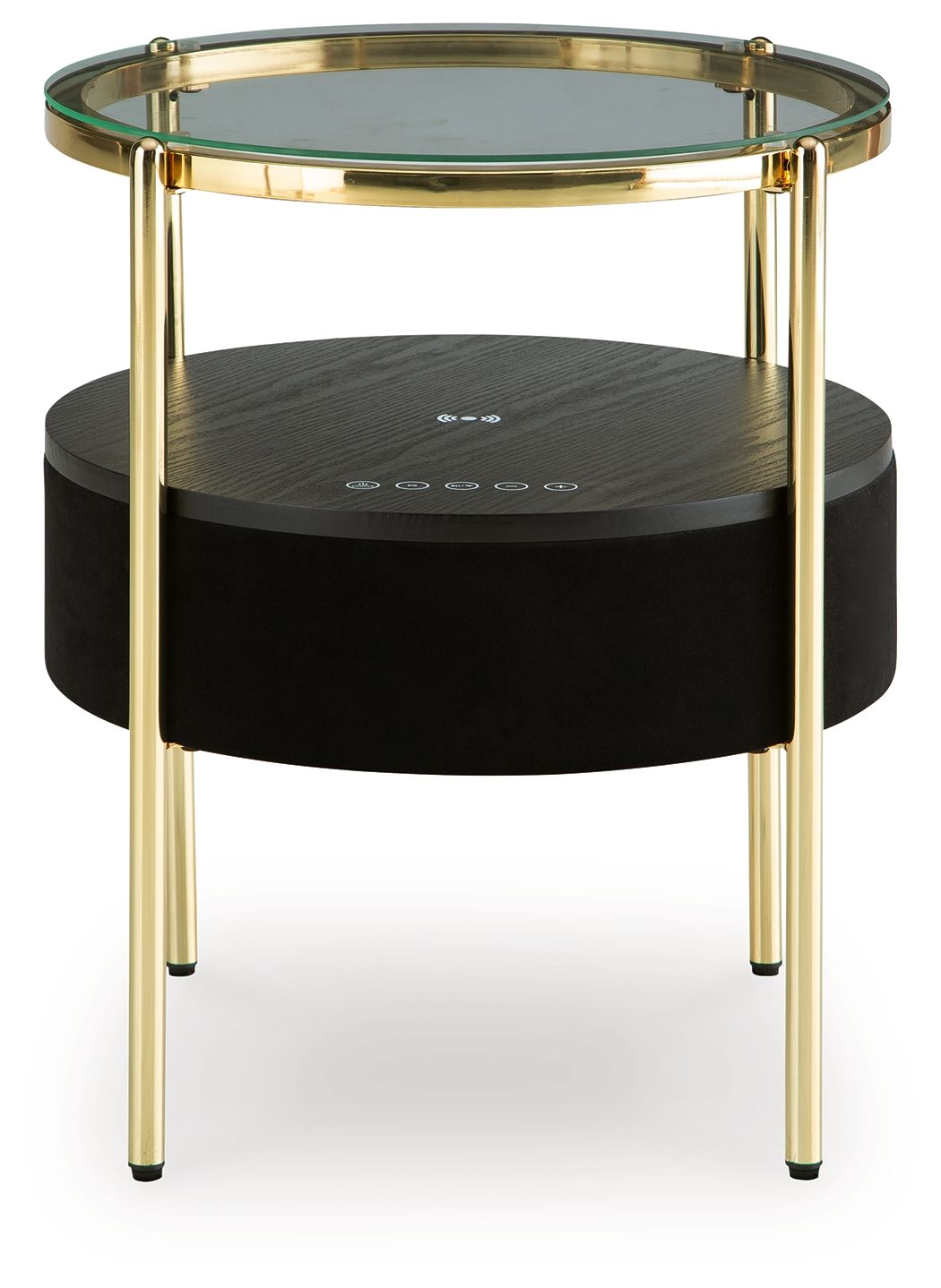 Nedman - Black / Gold Finish - Accent Table With Speaker - Hornell Furniture Outlet