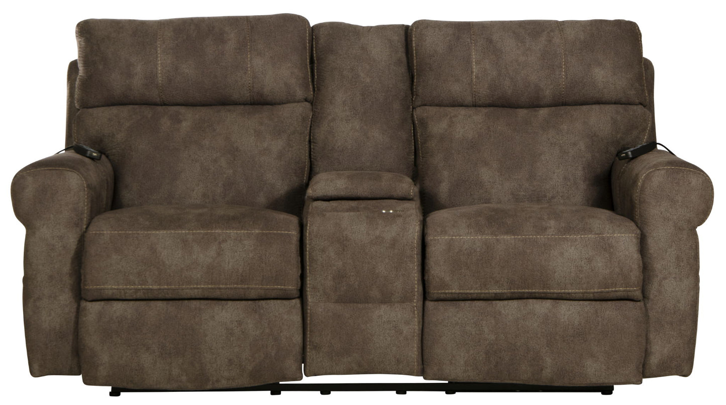 Tranquility - Power Headrest Power Lay Flat Reclining Cons Loveseat With CR3 Heat / Massage / Lumbar - Pewter - Hornell Furniture Outlet