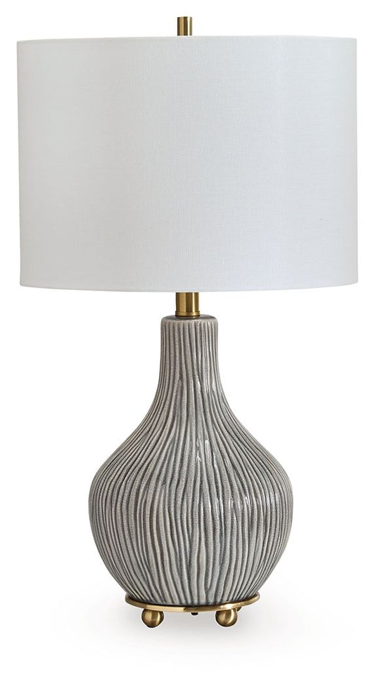 Judlen - Gray / Gold Finish - Ceramic Table Lamp - Hornell Furniture Outlet