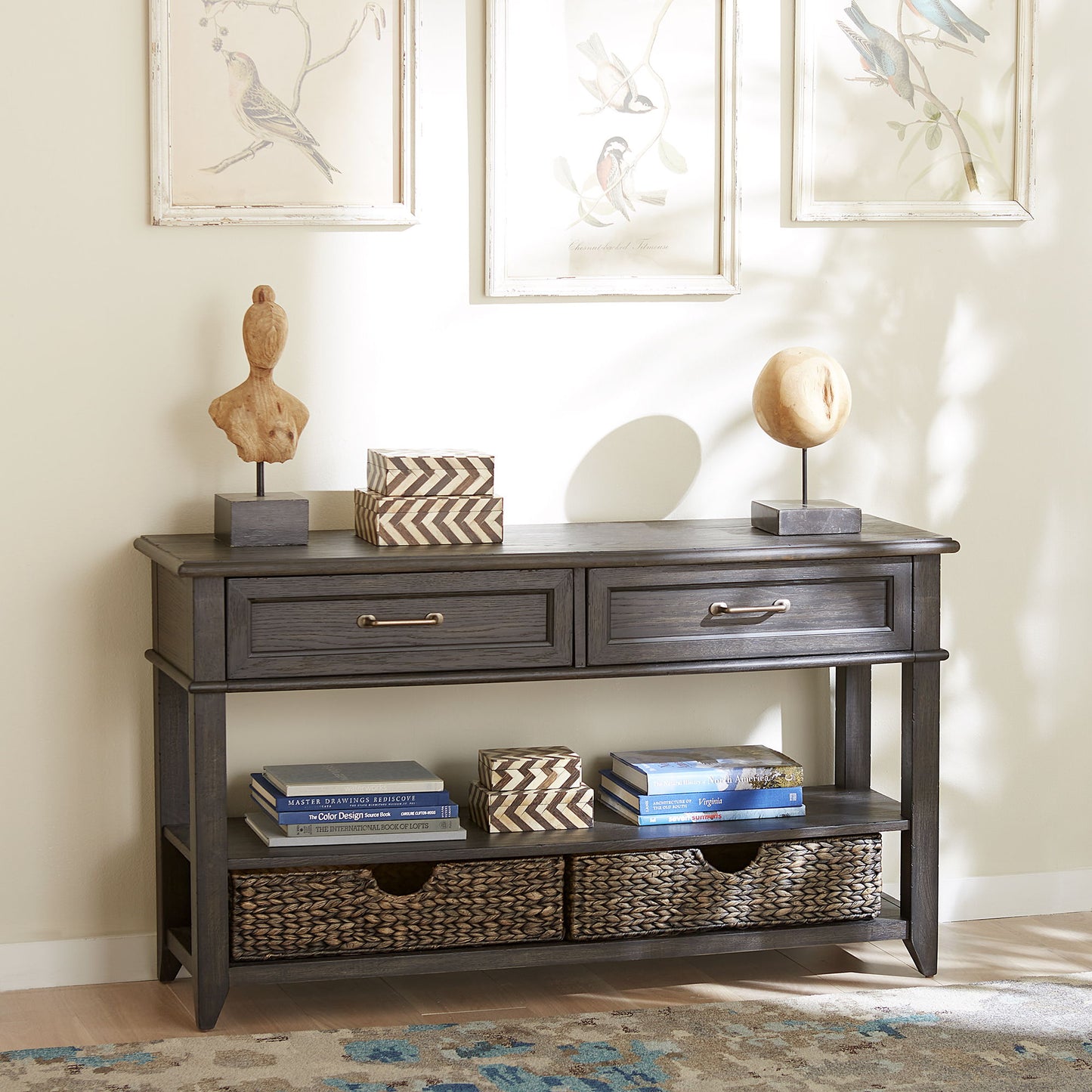 Mill Creek - 2 Drawer Sofa Table - Dark Brown - Hornell Furniture Outlet