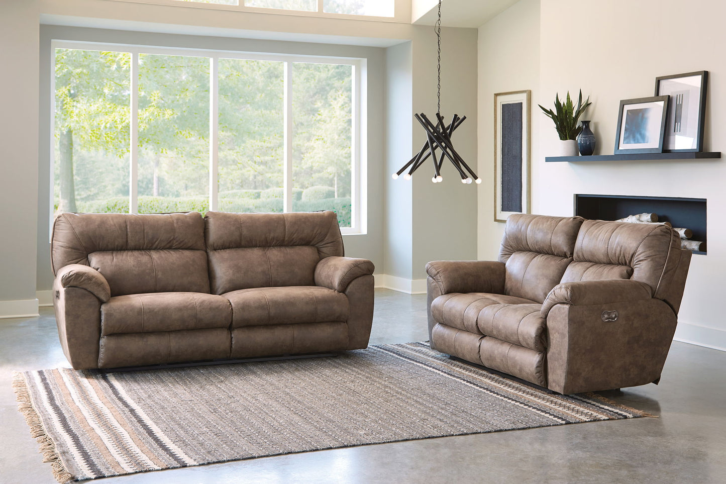 Hollins - Power Reclining Loveseat - Coffee - Hornell Furniture Outlet